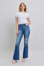 Dark High Waist Contrast Wash Destroyed Flare Judy Blue Jeans 11/21/24 9323