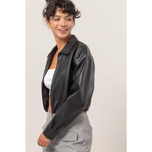 Cropped Faux Leather HYFVE Jacket: Black