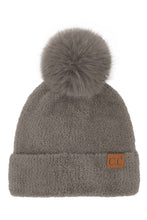 C.C Plush Terry Chenille Pom Beanie Winter Hat: Ivory