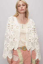 Cream Long sleeve V-neck knit crochet POL cardigan