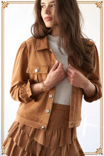 Suede Cropped Sage + Fig Utility Jacket: Camel