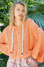 Oversize fit v-neck hooded cable knit chenille POL sweater: Real Carrot