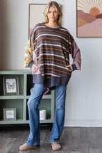 Washed Oversized Strip Oli&Hali Top: Mocha