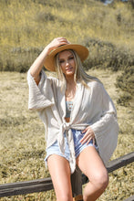 Ecru Flounce Sleeve Kimono Wrap