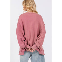 Mineral Wash Wide Neck Sage + Fig Sweatshirt: Mulberry