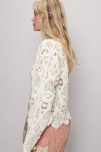 Cream Long sleeve V-neck knit crochet POL cardigan