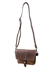 Light Brown crazy horse genuine leather crossbody