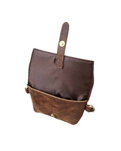 Brown crazy horse genuine leather crossbody