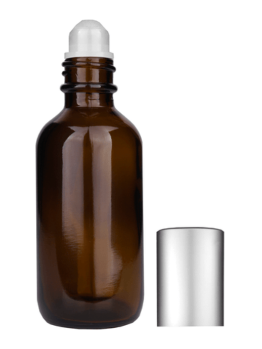 Boston Round Amber Bottle-60ml: Matte Silver