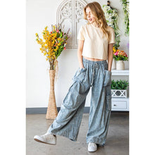 Oli Hali Slate WASHED 3D POCKET SLOUCHY WIDE LEG PANTS