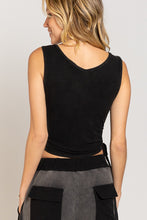 Black V Neck Button Fitted Sleeveless POL Top 3/6/24 8126