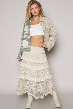 Camo print crochet patches front zipper POL jacket: Cream Multi