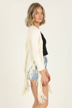 Cream Faux Suede Fringe Jacket