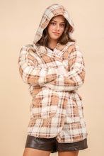 Oversized Faux Fur Tunic Hooded Printed Jacket: Cream Mix