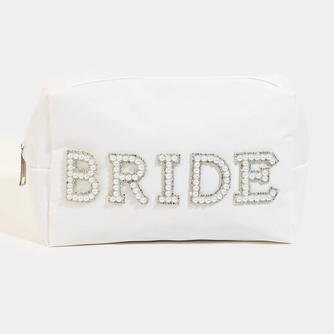 Bride Print Cosmetic Bag: White