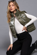 High Neck Zip Up Vest: Olive