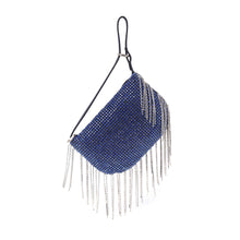 Beaded Fringe Rhinestone Shoulder Bag: Silver