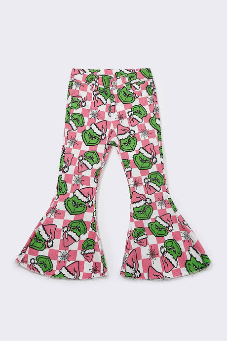 Girls Checkered Grinch Christmas Jean