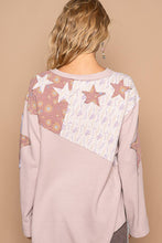 Round neck long sleeve star thermal knit POL top: Peach Pink