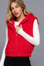 Hoodie Faux Fur Vest: Red