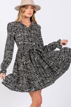 Black Printed Long Sleeve Mini Sage + Fig Dress: Black