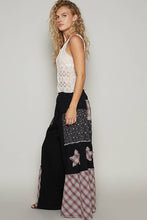 POL Star patch detail solid chambray wide pants: BLACK MULTI