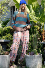 Cargo pockets detail plaid print jogger POL pants: Pink Multi