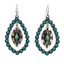 Aztec Pendant Turquoise Teardrop Ring Earrings: Turquoise