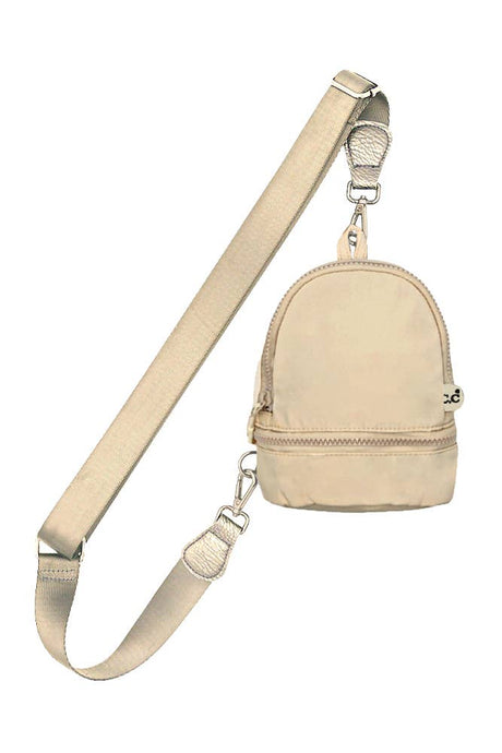 C.C Mini Solid Sling Backpack Beige