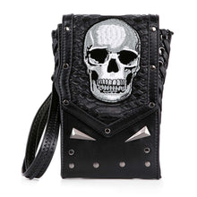 Skull Design Cell Phone Holder Crossbody: Black