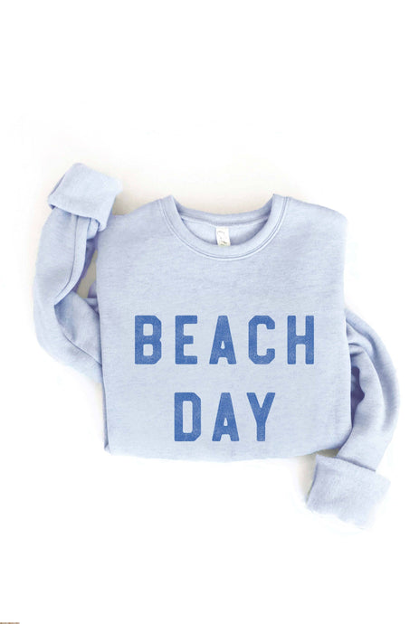 Light Blue BEACH DAY Graphic Sweatshirt