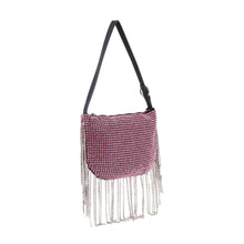 Beaded Fringe Rhinestone Shoulder Bag: Silver