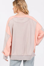 Grey Peach Color Block Sage + Fig Pullover