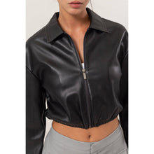 Cropped Faux Leather HYFVE Jacket: Black