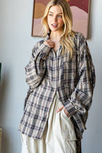 OLI & HALI Grey Washed Plaid Button Front Shirt