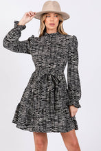 Black Printed Long Sleeve Mini Sage + Fig Dress: Black