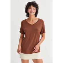 Short Sleeve V Neck HYFVE Top: Taupe