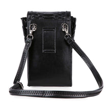 Skull Design Cell Phone Holder Crossbody: Black