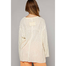 Round neck long sleeve cut sew front pocket knit top: Cream