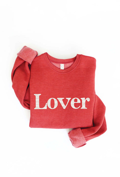 Cranberry Heather LOVER Graphic Sweatshirt