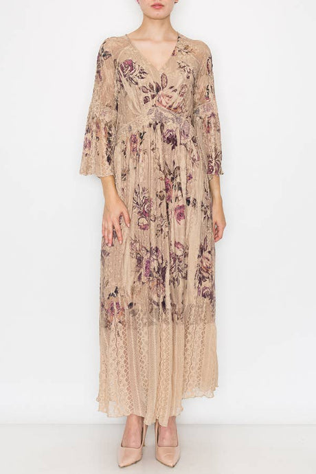 Purple Rose All Lace Long Dress