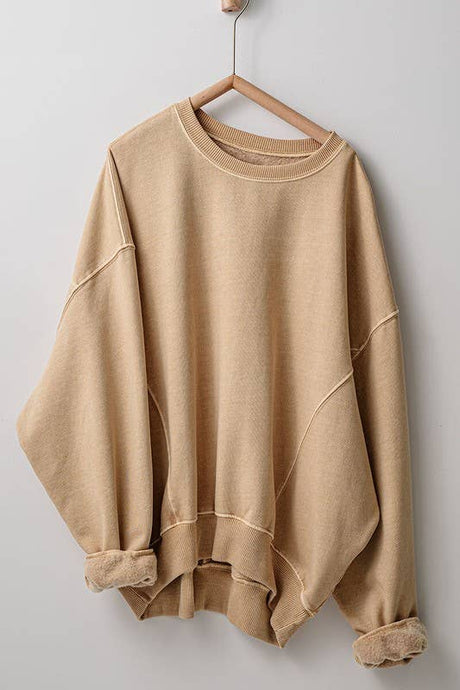 Organic Lazy Days Pigment Washed Urban Daizy Sweatshirt : Timeless Taupe