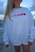 Ombre Hearts Embroider Sweatshirt: Pearl Grey