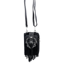 Western Fringe Women's Crossbody Phone Wallet: Black