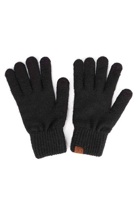 C.C Heather Knit Plain Gloves: Black