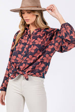 Lightweight Floral Button Down Sage + Fig Shirt: Navy