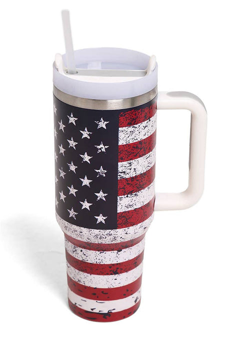 American Flag 40oz Handle Tumbler: Navy/Red