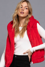 Hoodie Faux Fur Vest: Red