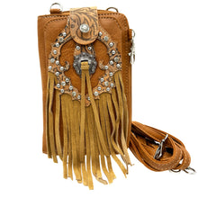 Western Fringe Women's Crossbody Phone Wallet: Black