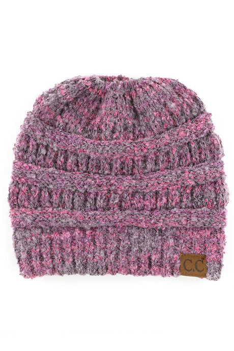 C.C Popcorn Confetti Messy Bun Beanie: Violet